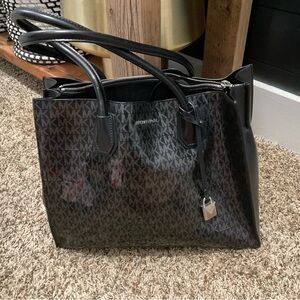 Michael Kors Black and Gray Monogram Tote